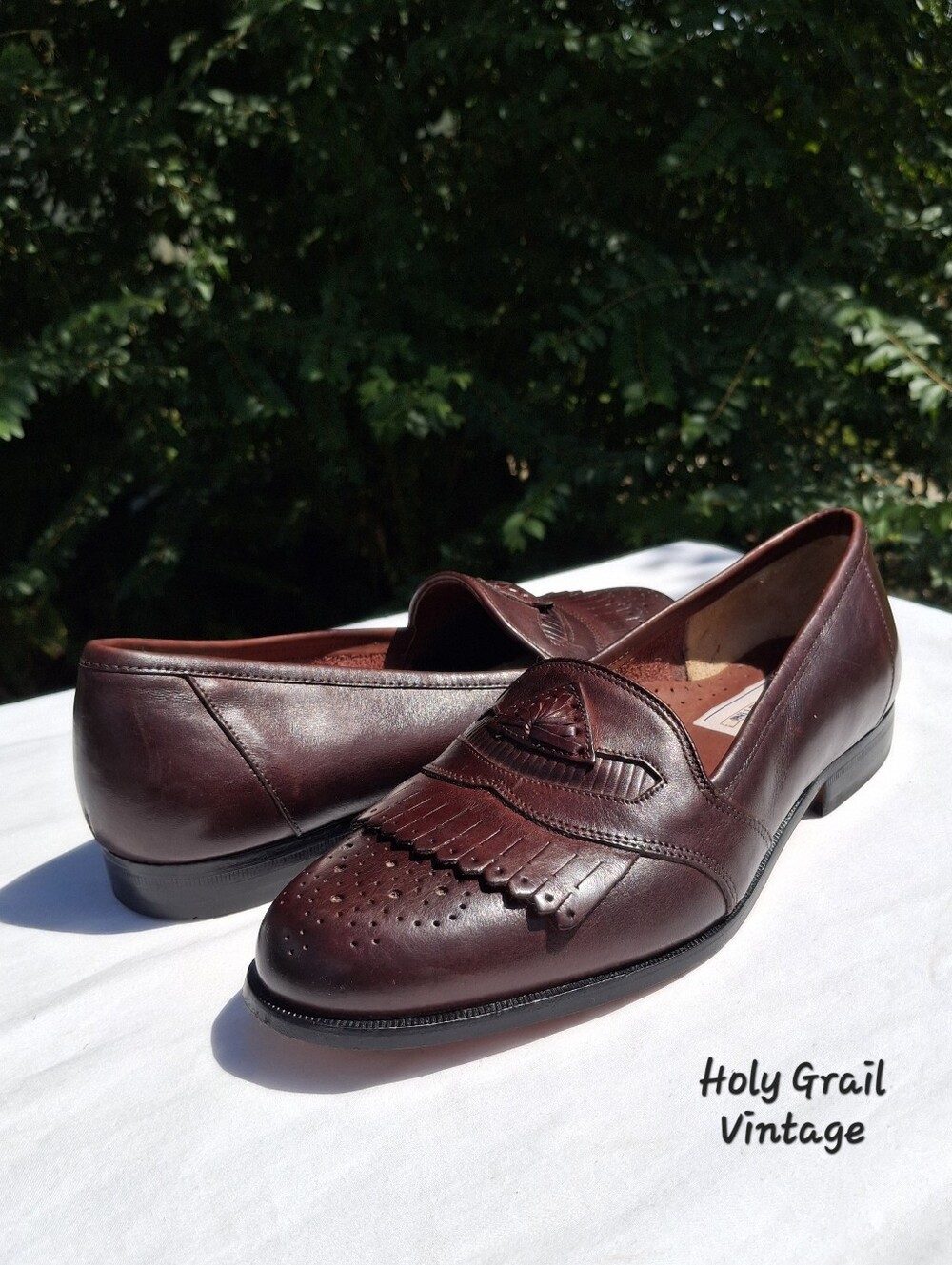 VTG 1980's Men's Giorgio Brutini Oxblood Red Leather Kiltie Wingtip Loafers Sz 8